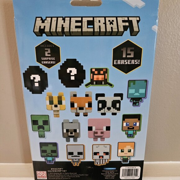 Minecraft  15 piece Eraser Set New in Box - Picture 2 of 4